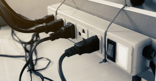 An overloaded surge protector.