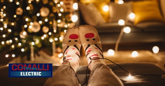 Christmas lights wrapped around a homeowner's feet.
